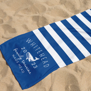 Serviette De Plage Monogramme bleu baleine marine