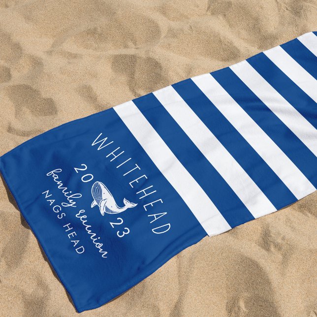 Serviette De Plage Monogramme bleu baleine marine (Créateur téléchargé)