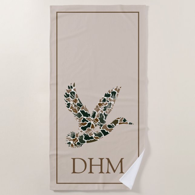 Serviette De Plage Monogramme Canard Colvert Camouflage Prépa (Devant)