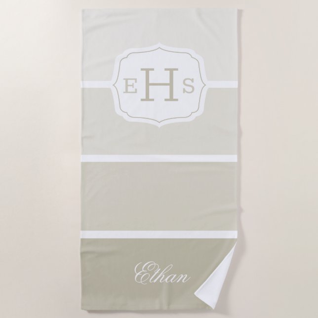 Serviette De Plage Monogramme classique Peinture beige Nuancier (Devant)