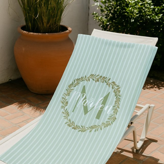 Serviette De Plage Monogramme de couronne d'olive personnalisée (Créateur téléchargé)