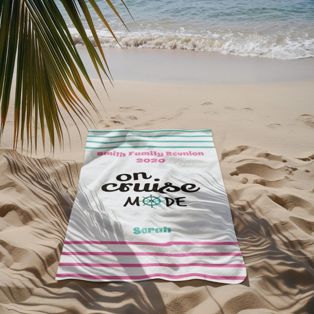 Serviette De Plage Monogramme de croisière Reunion Famille (Créateur téléchargé)