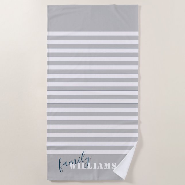 Serviette De Plage Monogramme de famille de la maison de plage modern (Devant)