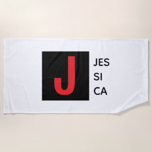 Serviette De Plage Monogramme de nom professionnel élégant moderne