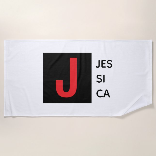Serviette De Plage Monogramme de nom professionnel élégant moderne (Devant)