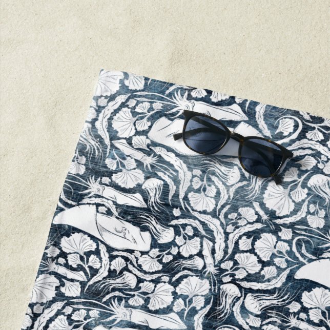 Serviette De Plage Monogramme de Ray Manta Ocean Life (En situation)