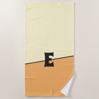 Serviette De Plage Monogramme Deux Couleurs Crème Citron Orange