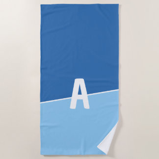 Serviette De Plage Monogramme Deux Couleurs Océan Calme