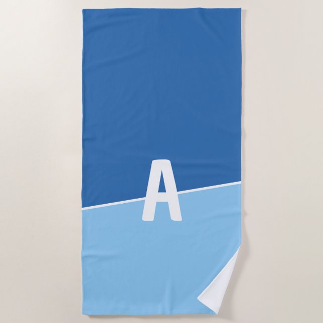 Serviette De Plage Monogramme Deux Couleurs Océan Calme (Devant)