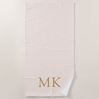 Serviette De Plage Monogramme d'or rose pâle