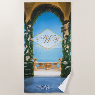 Serviette De Plage Monogramme Élégante Villa Italienne Lac de Côme Ar