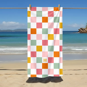 Serviette De Plage Monogramme en carton multicolore Boho