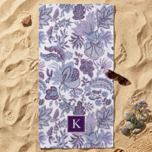 Monogramme floral vintage boho violet