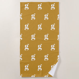 Serviette De Plage Monogramme Moderne Lettre Initiale Motif Moutarde