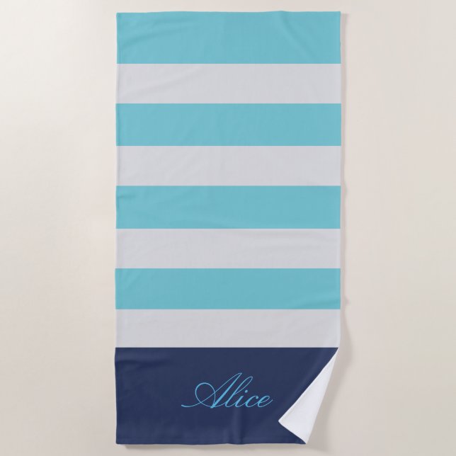 Serviette De Plage Monogramme Nautique Preppy (Devant)