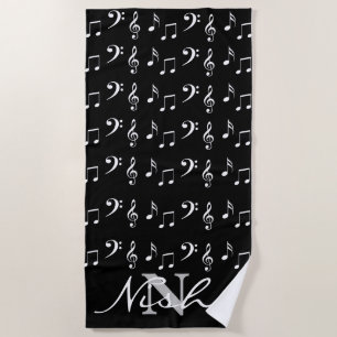 Serviette De Plage Monogramme Notes musicales