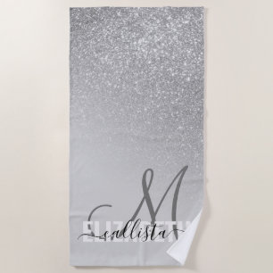 Serviette De Plage Monogramme Ombre diagonal de Parties scintillant a