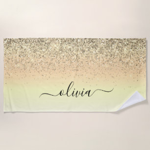 Serviette De Plage Monogramme Parties scintillant de luxe or