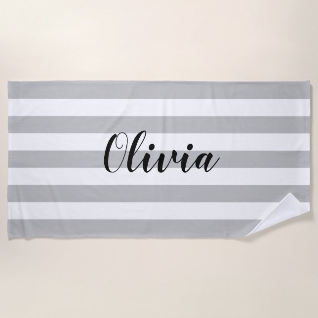 Serviette De Plage Monogramme personnalisé moderne (Devant)
