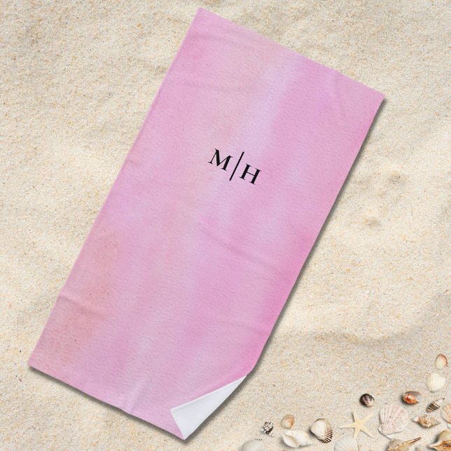 Serviette De Plage Monogramme rose (Créateur téléchargé)