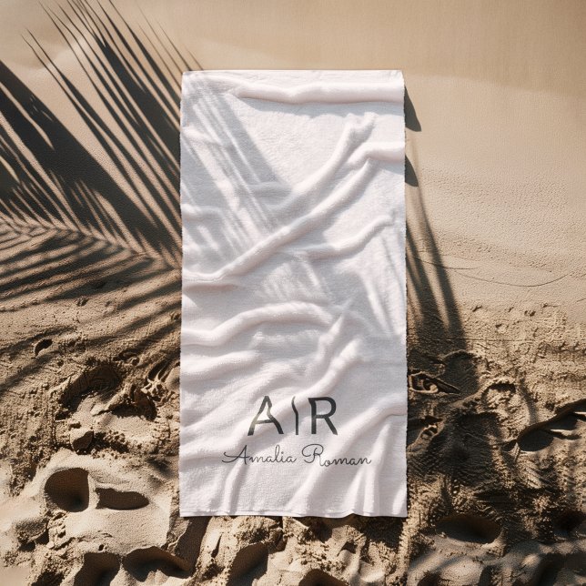 Serviette De Plage Monogramme rose personnalisé (Créateur téléchargé)