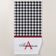Monogramme rouge noir Houndstooth