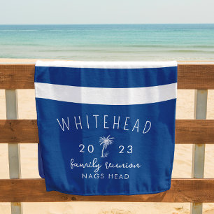 Serviette De Plage Monogramme Royal Bleu de palmier