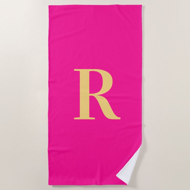 Serviette De Plage Monogramme simple moderne (Devant)