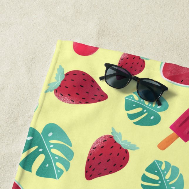 Serviette De Plage Monogramme tropical de vacances de fruit d'été de (En situation)