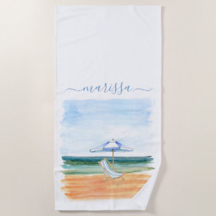 Serviette De Plage Monogrammed Beach Scene