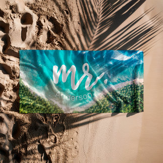 Serviette De Plage Monsieur Photo de plage du marié personnalisé pour