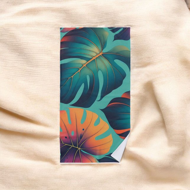 Serviette De Plage Monstera Tropical Aquarelle Verdure Palm Feuilles (Créateur téléchargé)
