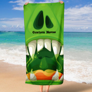Serviette De Plage Monstre vert avec grandes dents