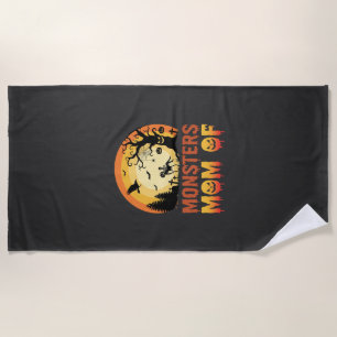 Serviette De Plage Monstres d'Halloween Maman de la famille de squele
