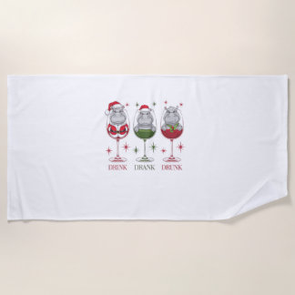Serviette De Plage Moo-deng Boire Boire Verres ivres Noël Bébé