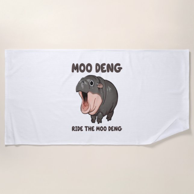 Serviette De Plage Moo Deng Ride Le T-shirt Moo Deng (Devant)