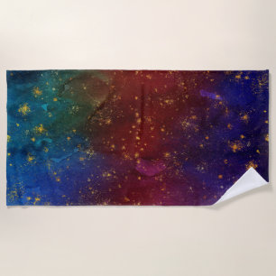 Serviette De Plage Moody Ombre   Psychedélique Grunge Gold Stardust