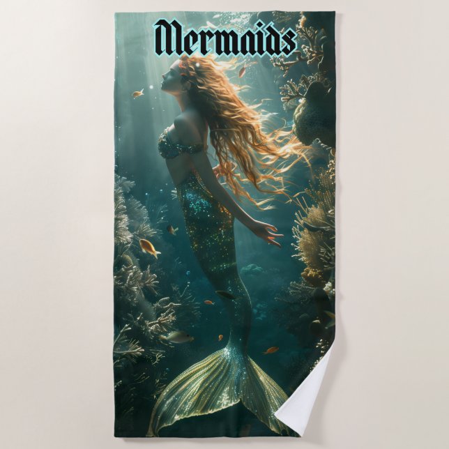 Serviette De Plage Moonlight Swimming Mermaid (Devant)