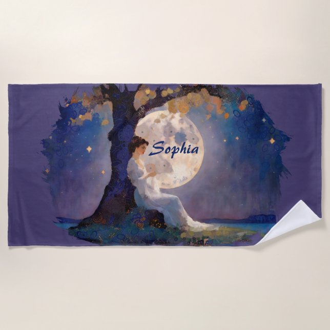 Serviette De Plage Moonlit Dreamer - Serene Night Sky (Devant)