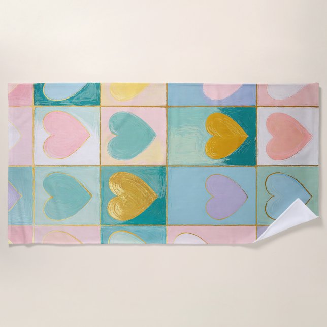 Serviette De Plage Mosaïque d'affection (Devant)
