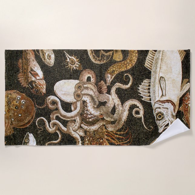 Serviette De Plage Mosaïque romaine antique Pompéi Sea Life Mosaïque  (Devant)
