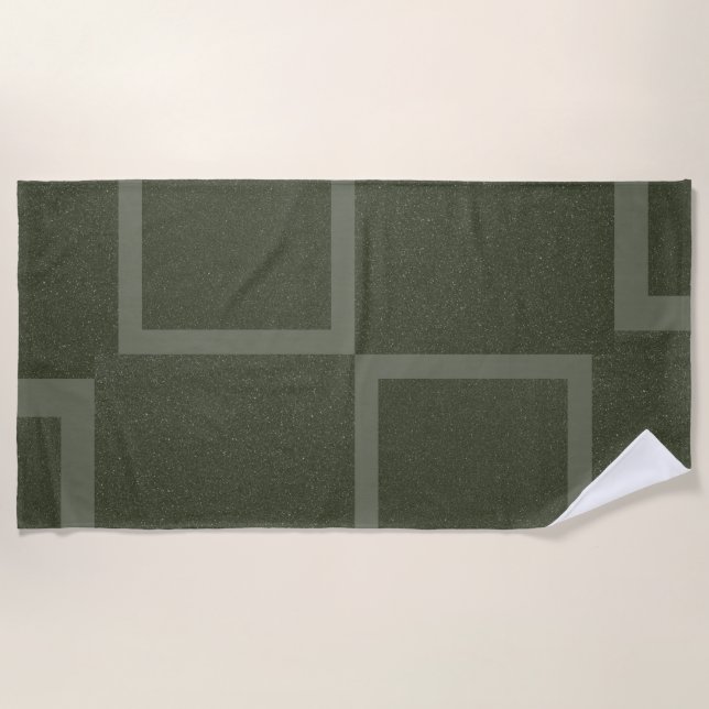 Serviette De Plage Moss Green Grid Block Custom Beach Towne (Devant)