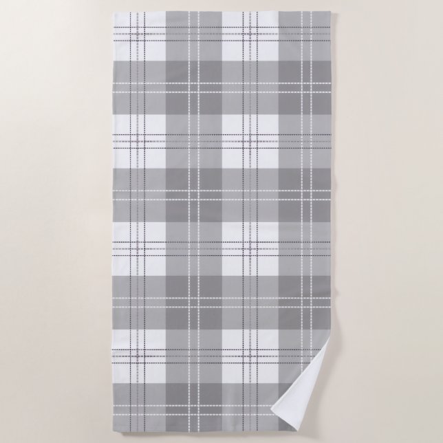 Serviette De Plage Motif à carreaux bison noir et blanc (Devant)