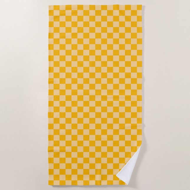 Serviette De Plage Motif à carreaux crème d'agrumes (Devant)