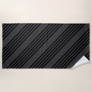 Serviette De Plage Motif à cinq bandes noir et charbon de bois