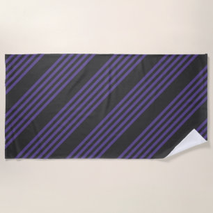 Serviette De Plage Motif à cinq bandes Ultra violet et charbon de boi