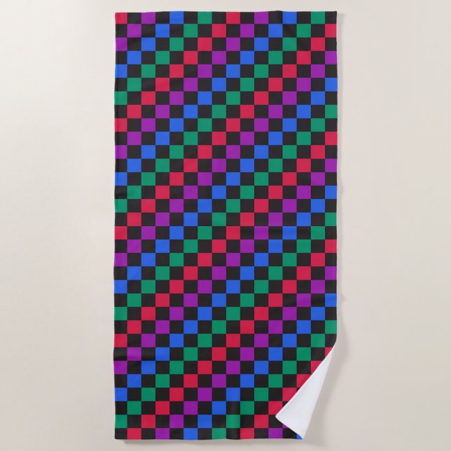 Serviette De Plage Motif à damier diagonal de bonbons précieux (Devant)