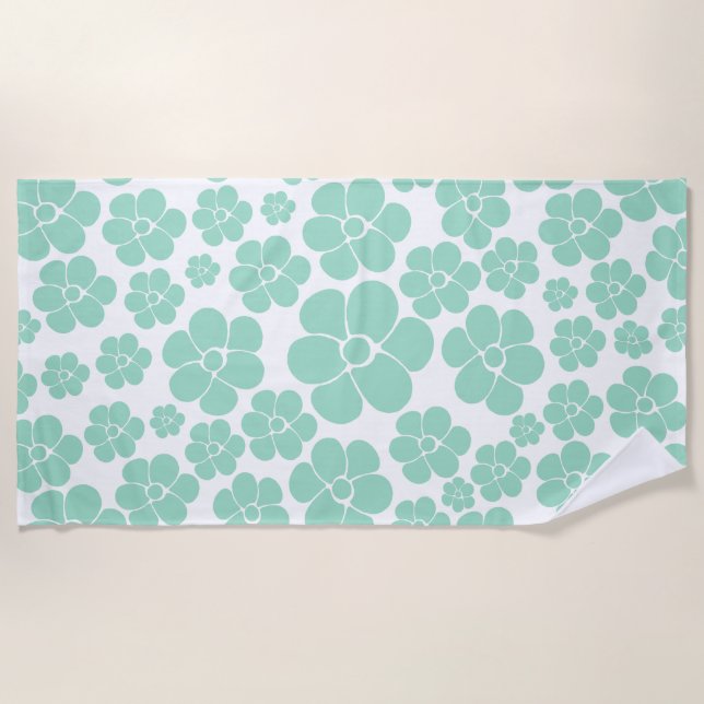 Serviette De Plage Motif à fleurs - Vert (Monnaie) (Devant)