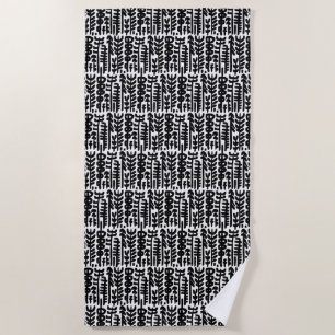Serviette De Plage Motif à l'encre noire d'arbre de course