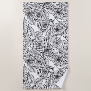 Serviette De Plage motif à main rose